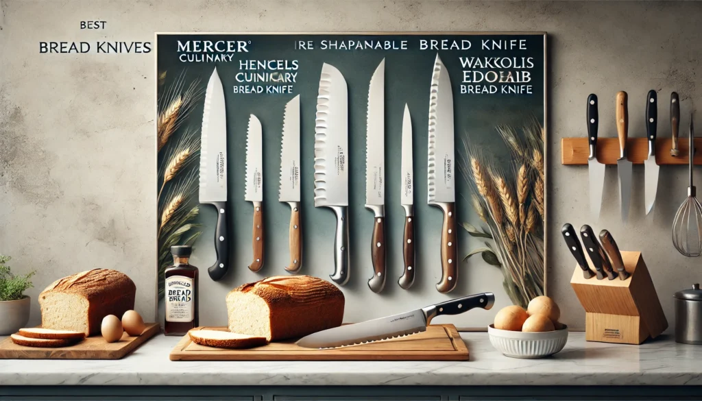a table top with different types of bred knife